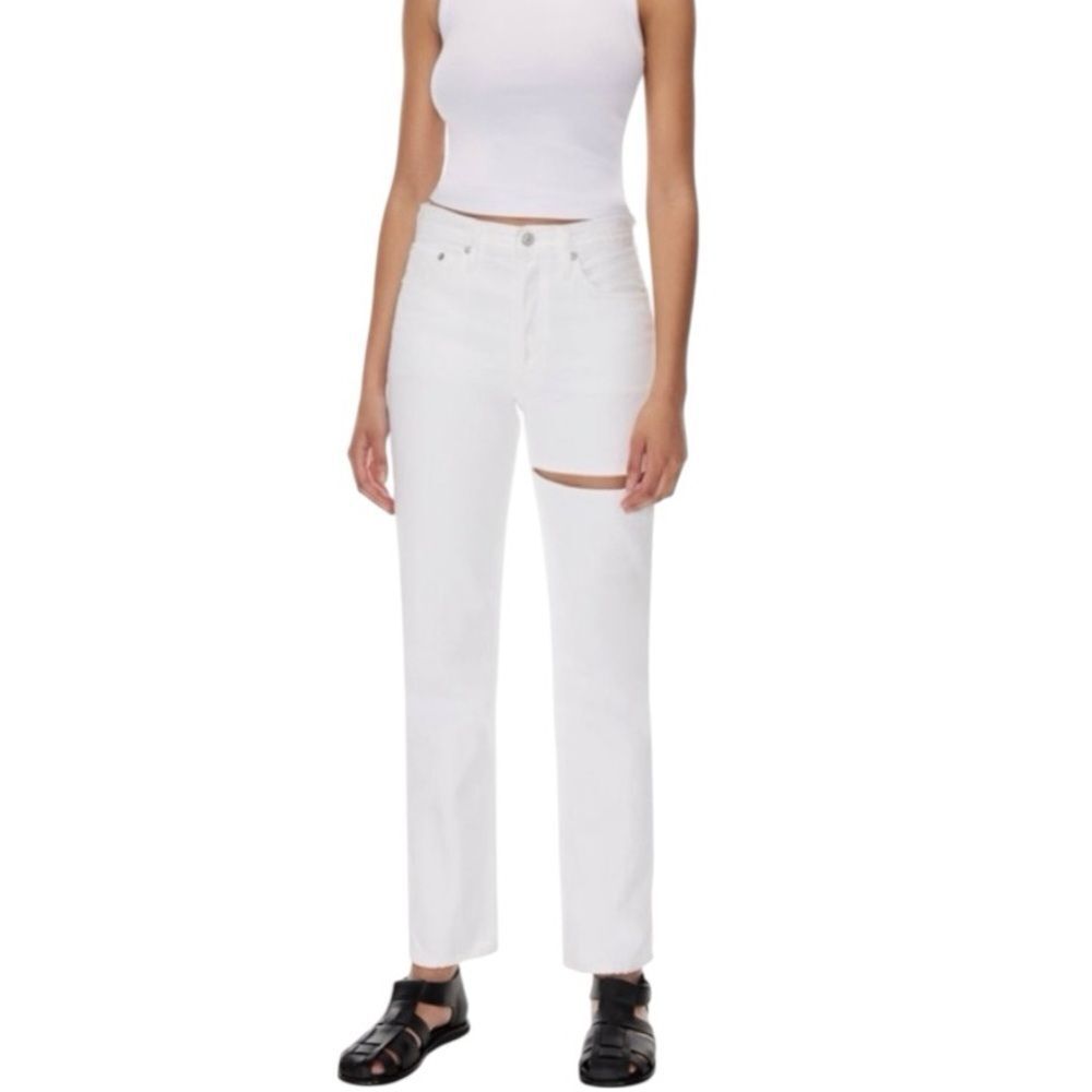AGOLDE Lana Slice Relaxed Straight Leg Descent Element White Jeans size 25